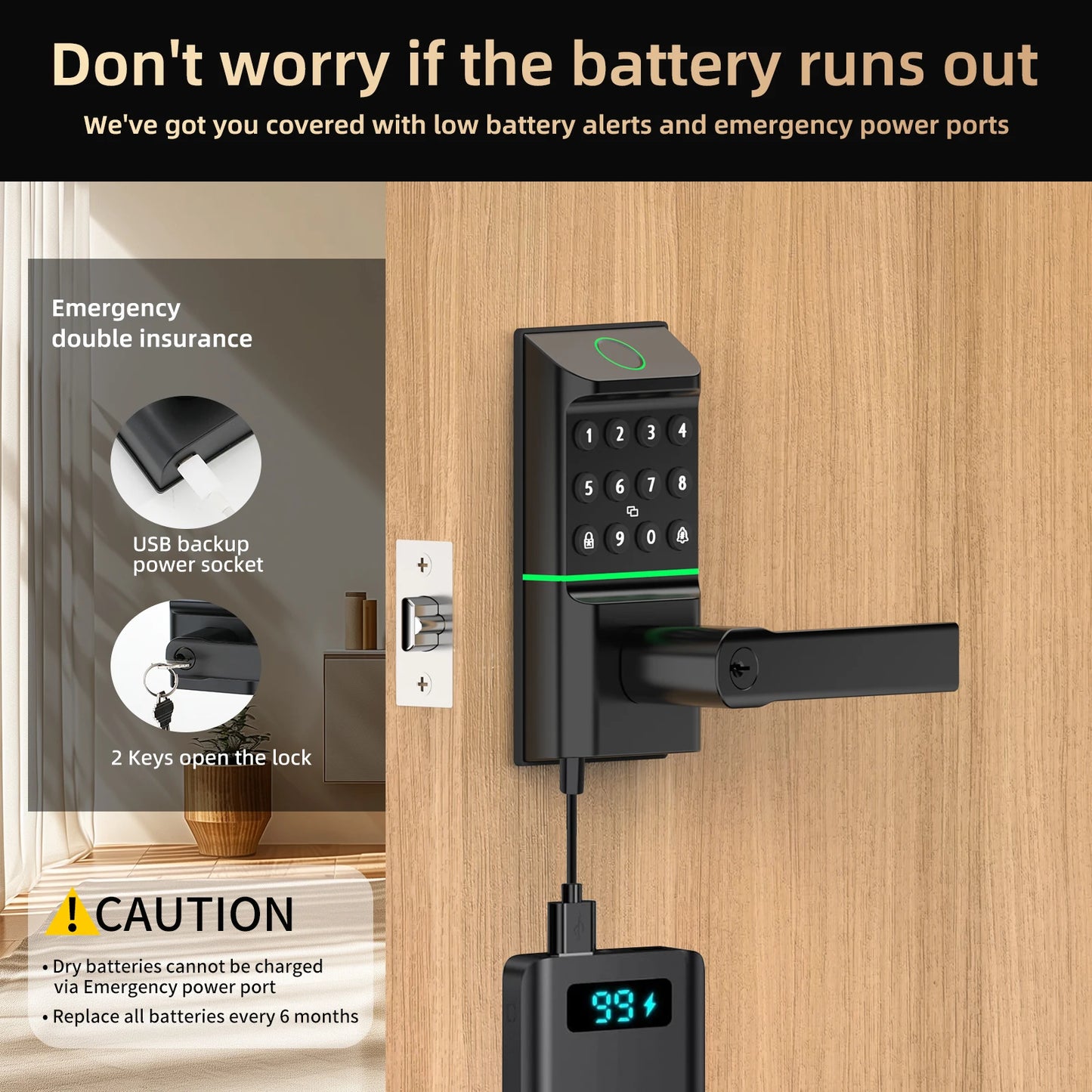 Smart Lock Fingerprint Door Lock App Control Passcode