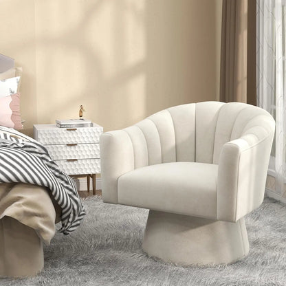 Swivel Velvet Upholstered Barrel Chair Set 2