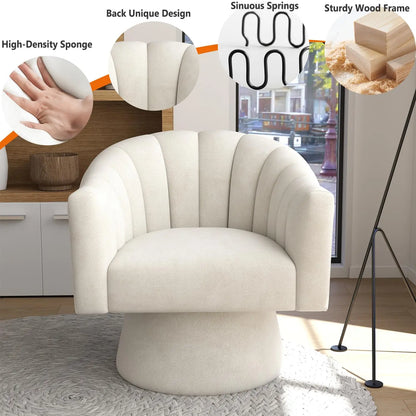 Swivel Velvet Upholstered Barrel Chair Set 2