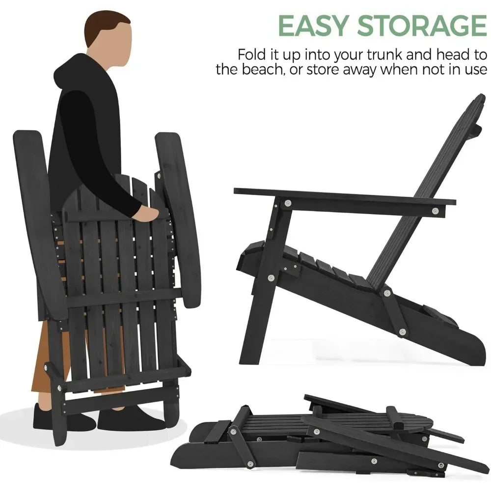 Set of 4 Folding Adirondack Chairs