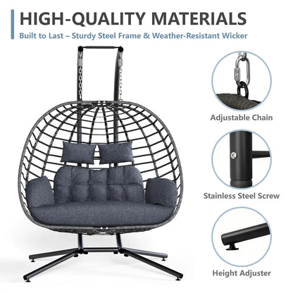 2 Person Hanging Wicker Hammock with Cushion Customized