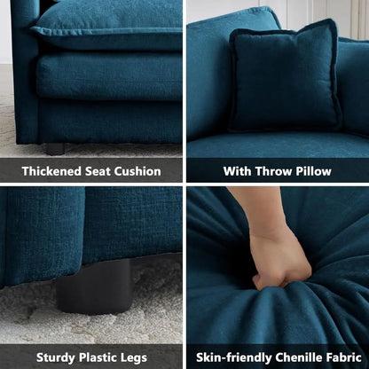3-Seat Couch Set with Movable Ottoman