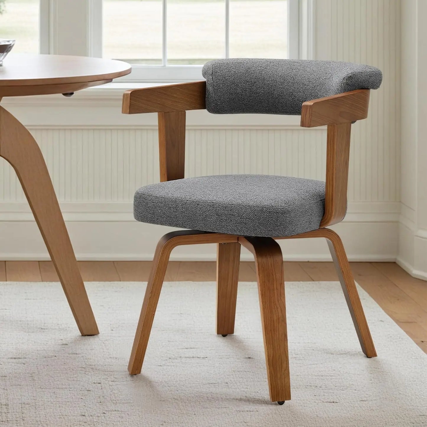 Swivel Desk Chair, Office Chairs with Wooden Legs