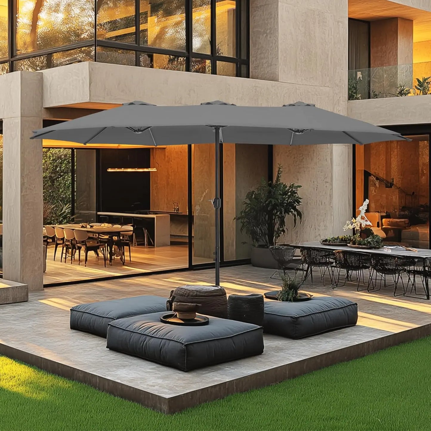 15ft Double Sided Patio Umbrella with Base Included