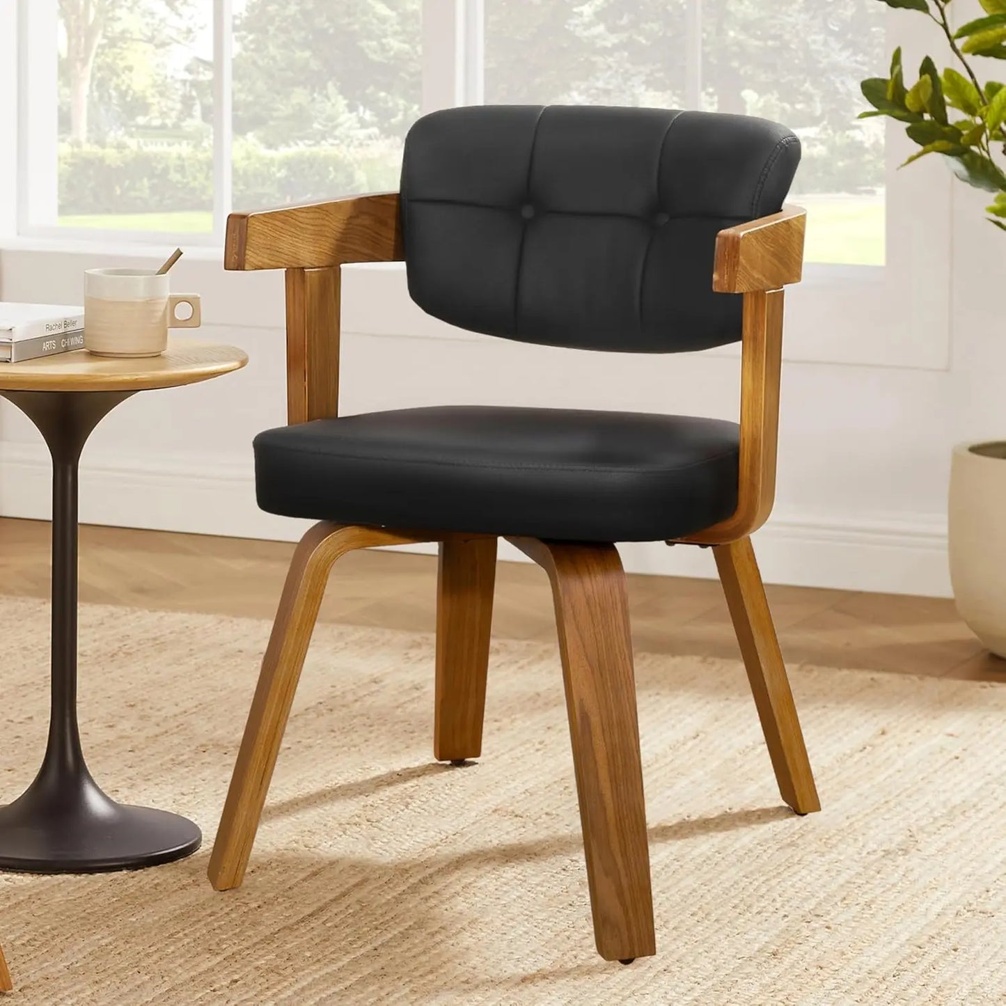Swivel Desk Chair, Office Chairs with Wooden Legs