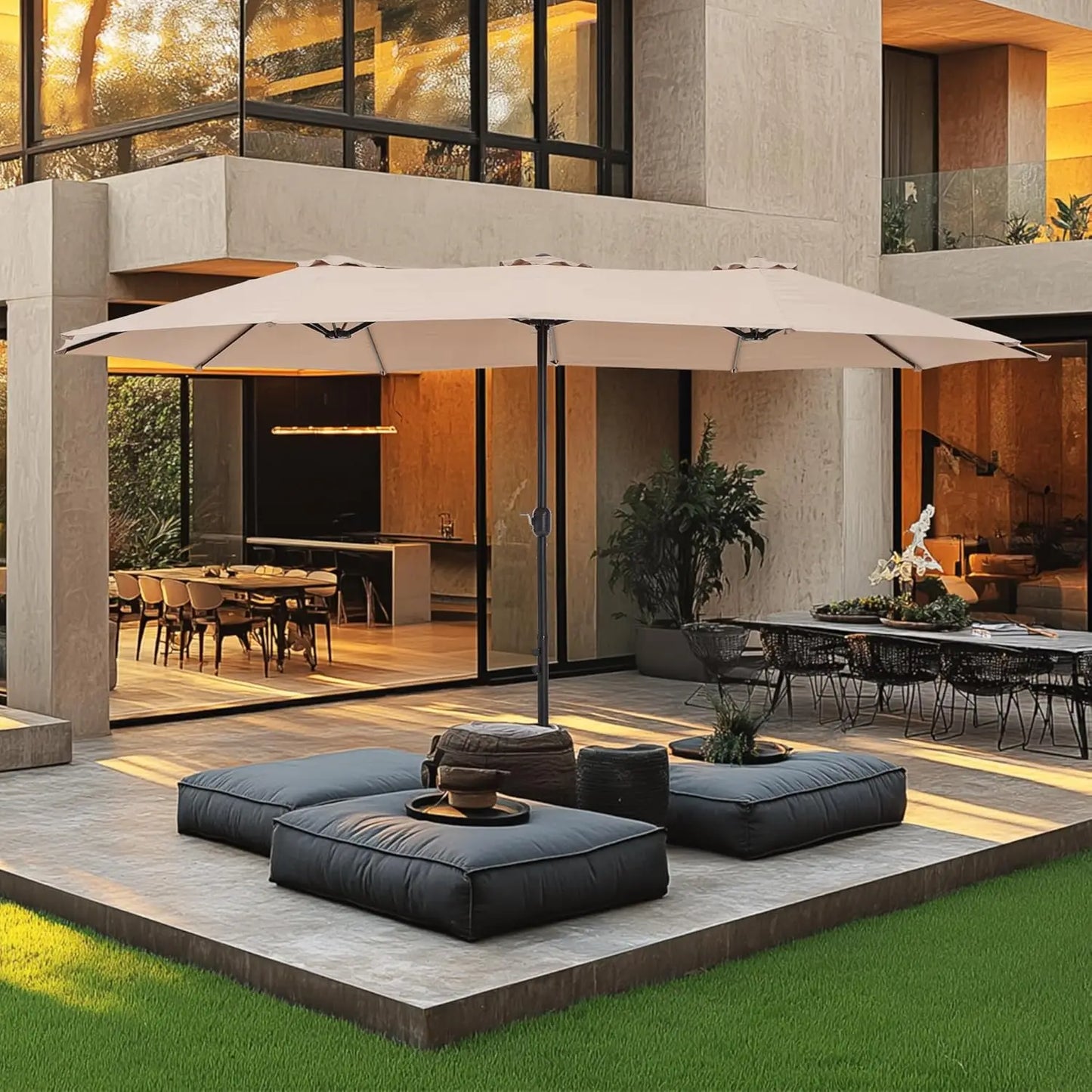 15ft Double Sided Patio Umbrella with Base Included
