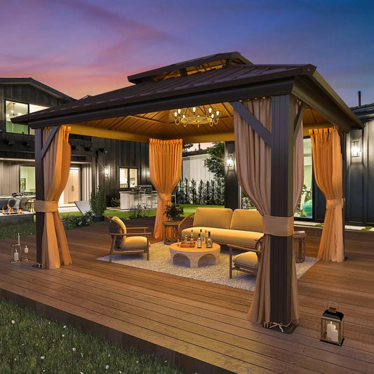 Permanent Outdoor Metal Pavilion Hardtop Gazebo